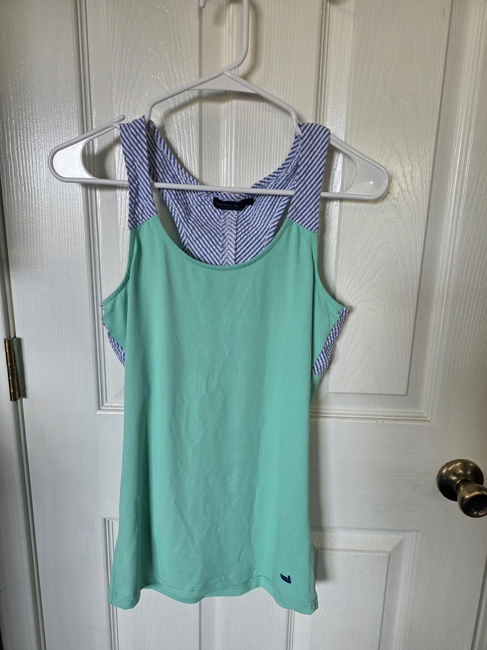 Southern Marsh Mint Green Tank with Blue-White Striped Racerback